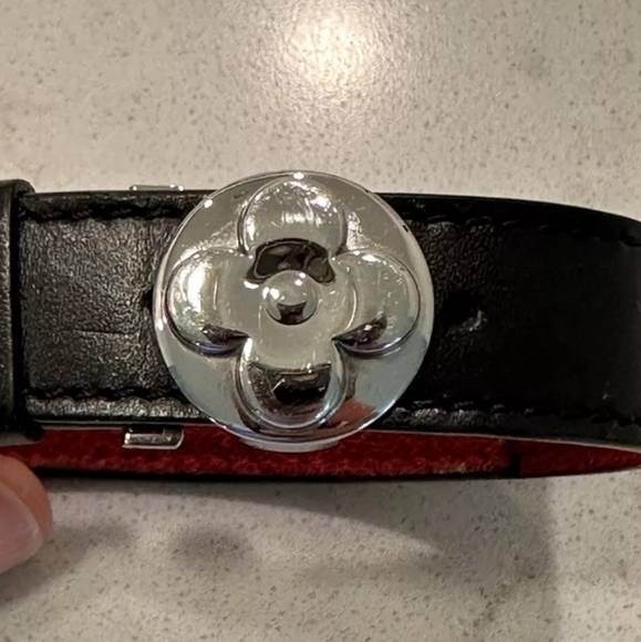 Louis Vuitton Black Leather & Stainless Steel "Wish" Cuff Bracelet Auth/ ❤️ - Picture 9 of 10